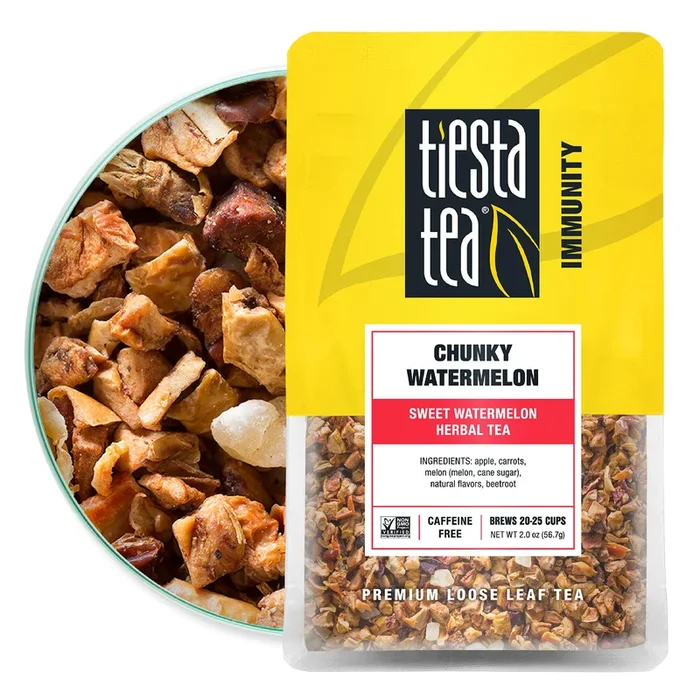 Tiesta Tea – Chunky Watermelon, Loose Leaf Sweet Watermelon Herbal Tea, Non-Caffeine, Hot & Ice Tea, 2 Oz Pouch – 25 Cups, Natural Flavored, Herbal Tea Loose Leaf Blend
