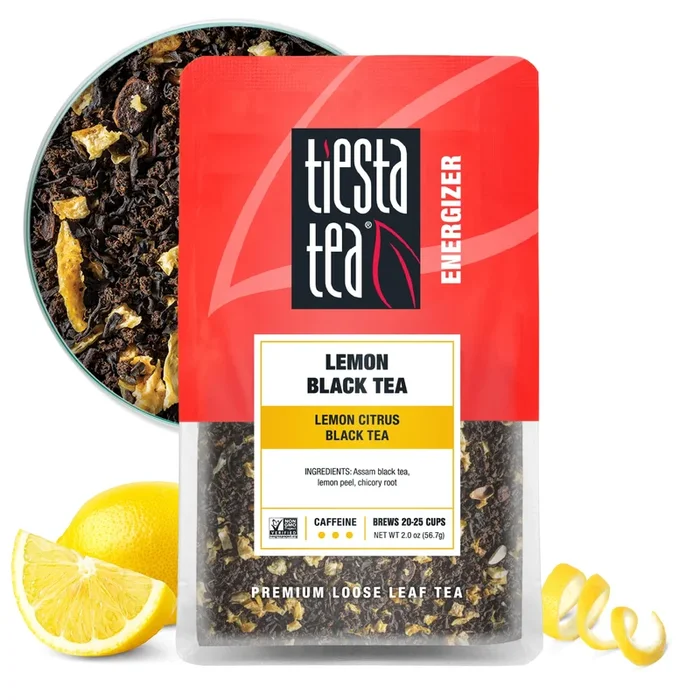 Tiesta Tea – Lemon Black Tea | Lemon Citrus Black Tea | Premium Loose Leaf Tea Blends | High Caffeinated Black Tea | Make Hot Or Iced Tea | Brews Up To 25 Cups – 2 Ounce Resealable Pouch