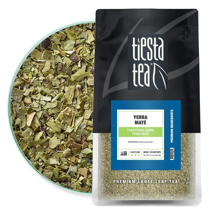Tiesta Tea – Yerba Mate | Traditional Green Maté Tea | Premium Loose Leaf Tea | High Caffeinated Tea | Make Hot Or Iced Tea & Brews Up To 200 Cups | All Natural Flavors – 12Oz Resealable Bulk Pouch