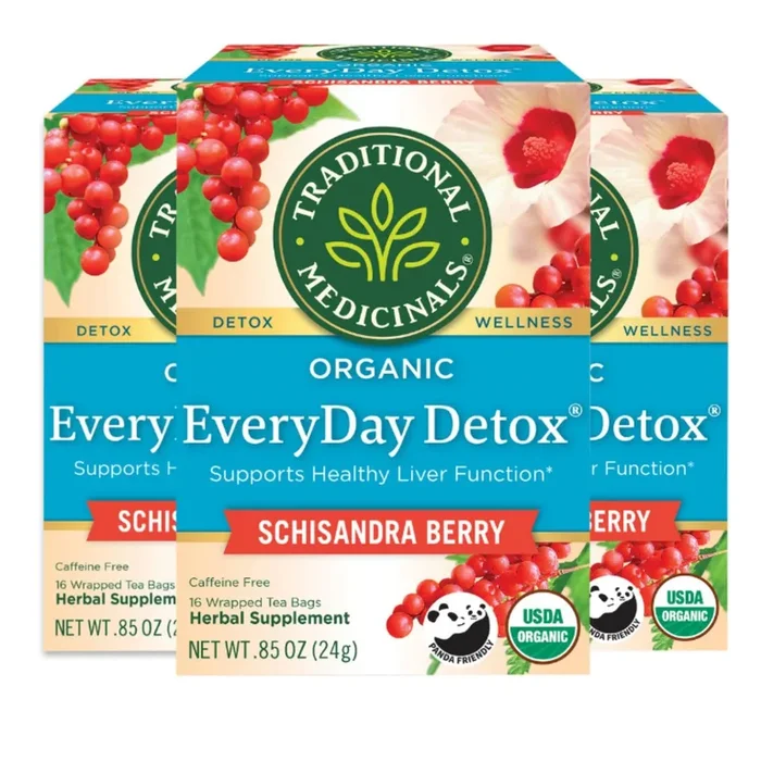 Traditional Medicinals Organic Everyday Detox Schisandra Berry Herbal Tea, Supports Healthy Liver Function, (Pack Of 3) – 48 Tea Bags Total