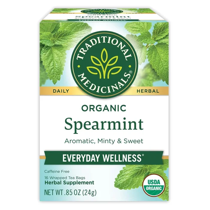 Traditional Medicinals Tea, Organic Spearmint, Supports Everyday Wellness, Healthy & Refreshing, 16 Tea Bags