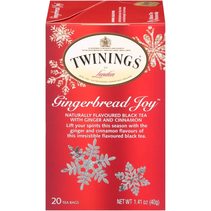 Twinings Gingerbread Joy Black Tea, 20 Count Pack Of 6, Individually Wrapped Tea Bags, Ginger & Cinnamon, Caffeinated